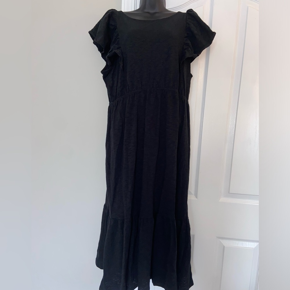 JCREW Ruffled Black Dress Size XL NWT